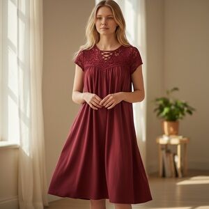 ALMOST FAMOUS Women’s Wine Red Lace Top Sleeveless Dress 🌟